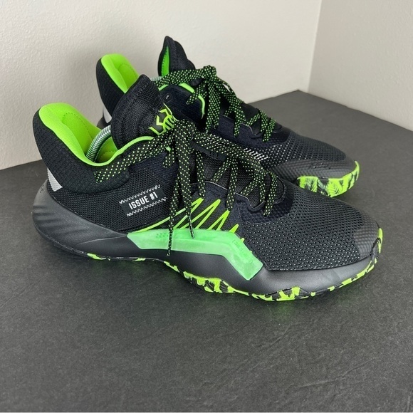 Adidas D.O.N. Issue 1 Marvel Stealth Spider-Man Black Green Basketball Shoes - Picture 2 of 8